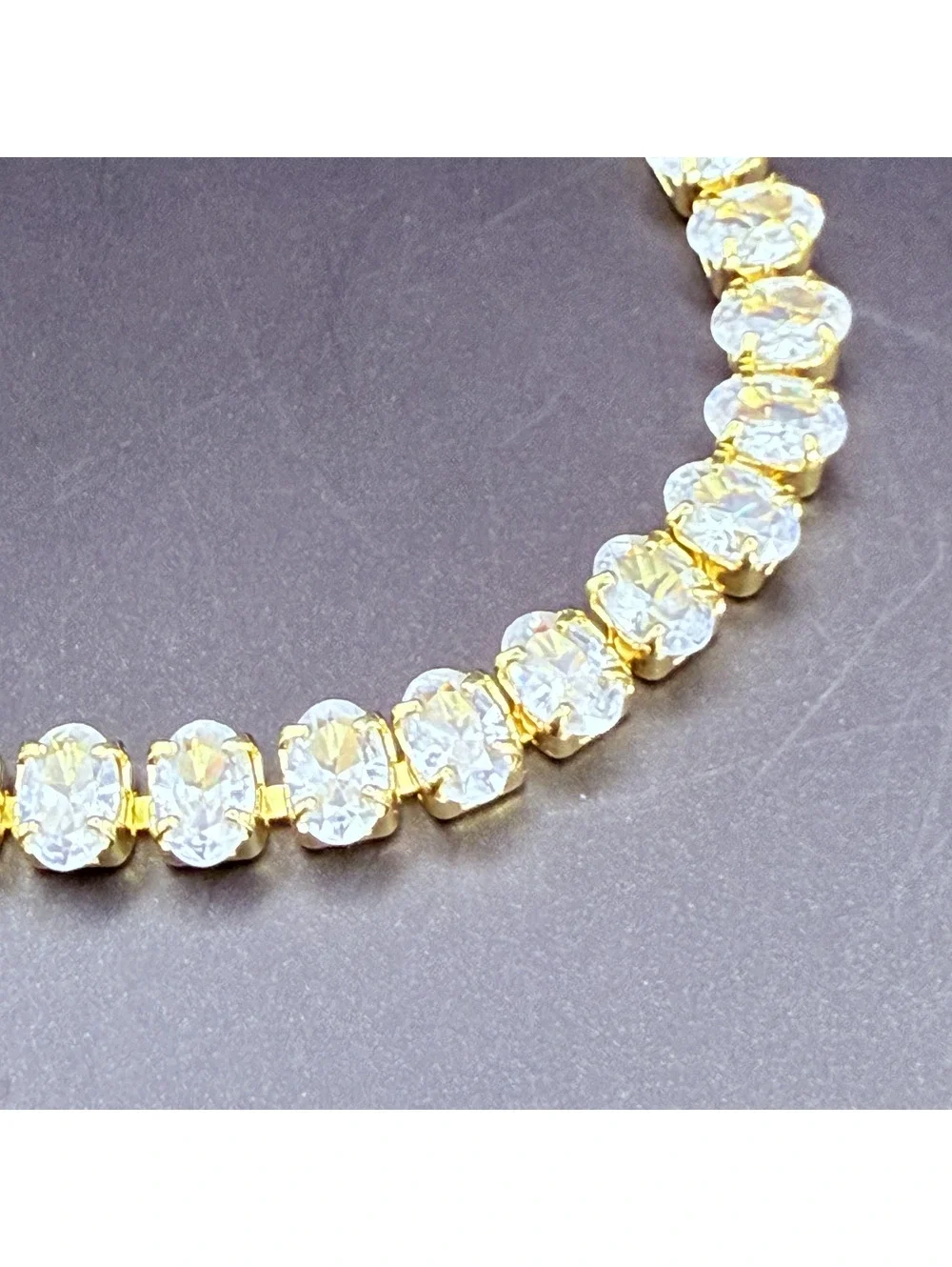 candy+clover clear rhinestone oval crystal gold tone bracelet